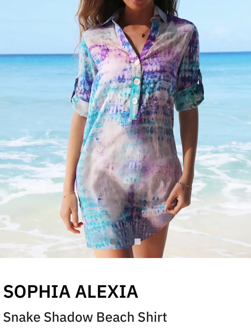 Sophia Alexia of London Snake Shadow Lavender & Teal Tie-Dye Swim Coverup Shirt